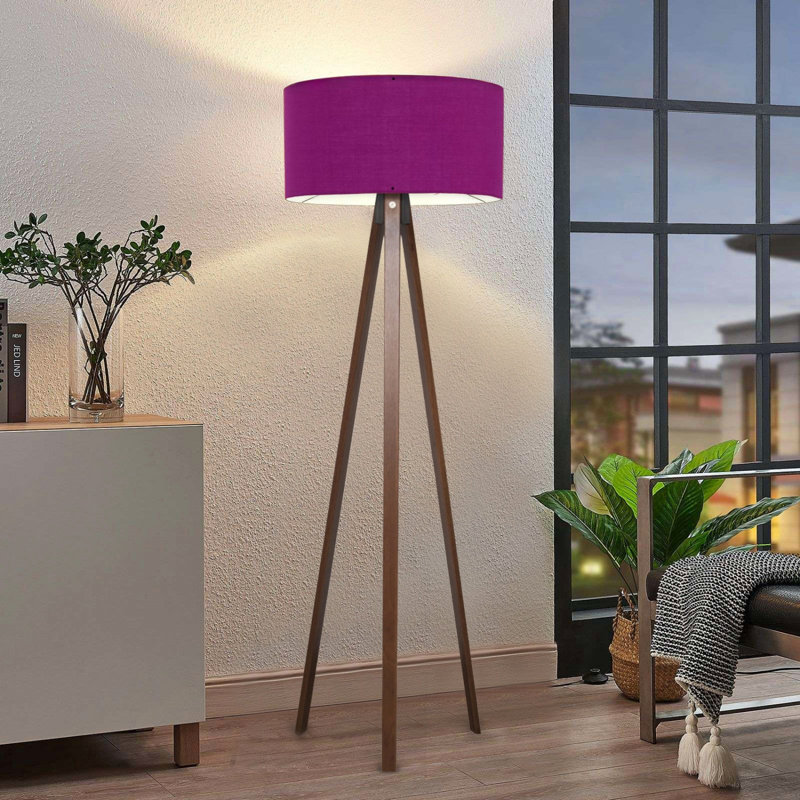 Modern Wooden Floor Lamp, Purple Color, 55.1 inches Tall | 100% Wood with PVC Cap (8.3 x 15.0 inches) | E27 Socket, Max 40W | Stylish Novelty Design for Living Room, Bedroom, and Home Decor