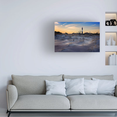 Wrapped Canvas Wall Art - Rick Berk 'Sunset on Fire Island' Wall Art for Living Room, Bedroom, or Office Décor  - 12x19