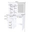 Meuble-lavabo à 5 tiroirs avec miroir mobile et caché, écran tactile 3 couleurs, idéal pour les petits espaces de chambre à coucher, éclairage de bureau blanc réglable, grandes brosses à maquillage de rangement