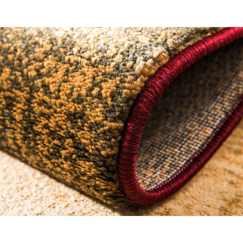 Tapis contemporain Trejo couleur vin carré, Tapis de couloir 2 pi 2 po x 5 pi 3 po