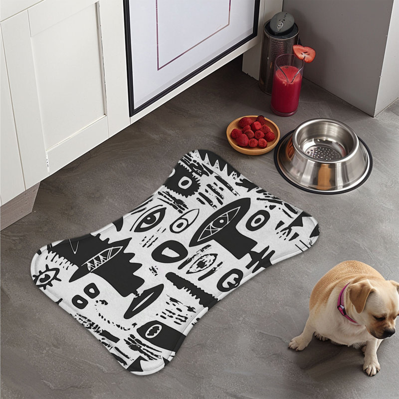 Abstract Figure Designs - 1 Piece Bone Shape Feeding Mat