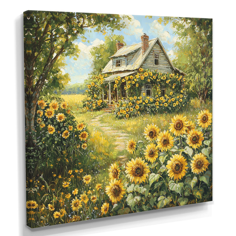 Dorcinvil, campagne, tournesols par le chalet II - tournesols, art mural, H 36 po x l 36 po, Toile tendue, Ne s’applique pas