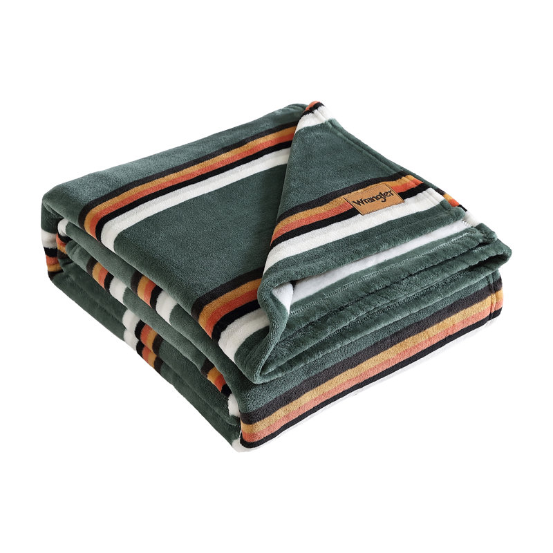 Couverture en molleton ultra doux Wrangler, Très grand lit, Glen Canyon rayé bleu rayé