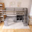 Lit mezzanine avec bureau en L et tiroirs, armoire et escalier de rangement-1145986297