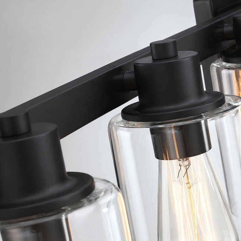 Éclairage pour meuble-lavabo noir mat 31 po avec abat-jour en verre 4 lumières 31 po, 4 lumières, Noir mat