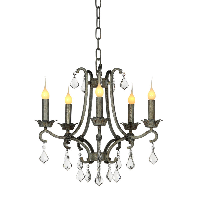 Lustre empire 5 lumières Abella, Argent argent, 320 V