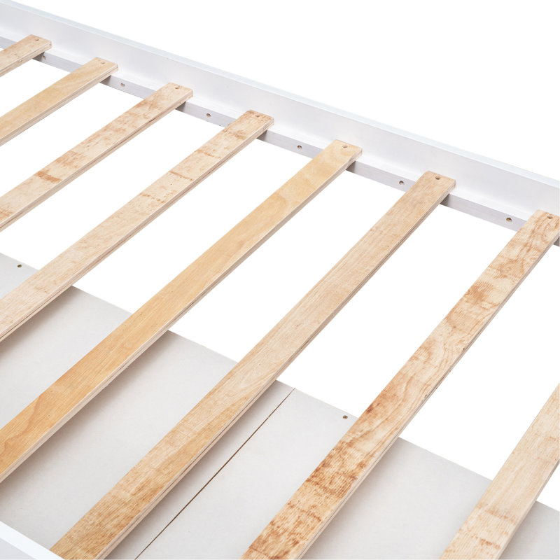 Twin Size Platform Storage Bed Solid Wood Bed With 6 Drawers, White