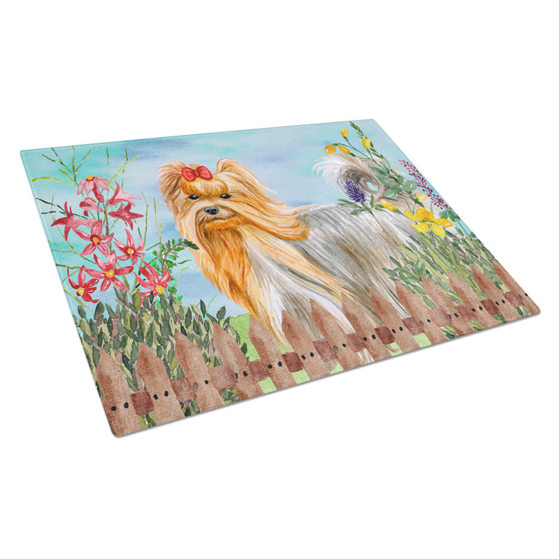 Planche à découper à ressorts en verre trempé caroline, Yorkshire Terrier