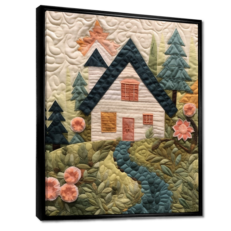 Reproduction d'art murale campagne blanche, courtepointe, H 44 po x l 34 po x P 1,5 po, Toile avec cadre flottant noir