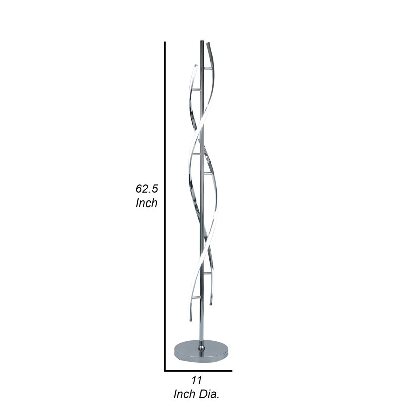Jam 63 Inch Floor Lamp, LED, Metal Round Base, Accent Silver Metal Base