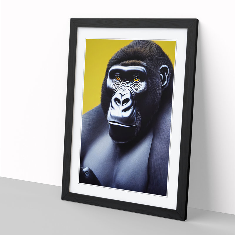 Gorilla Profile - Picture Frame Print, 64cm H x 46cm W x 2cm D, Oak