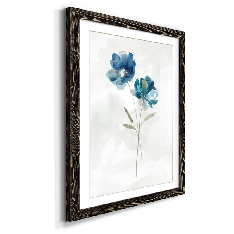 Blue Botanical II - Peinture encadrée sur papier, H 44 po x l 31 po x P 1 po, Noir