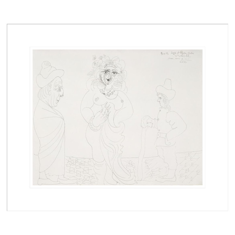 Odalisque admirée par un vieil homme et un jeune par Pablo Picasso, impression giclée encadrée, H 17,75 po x l 20,76 po
