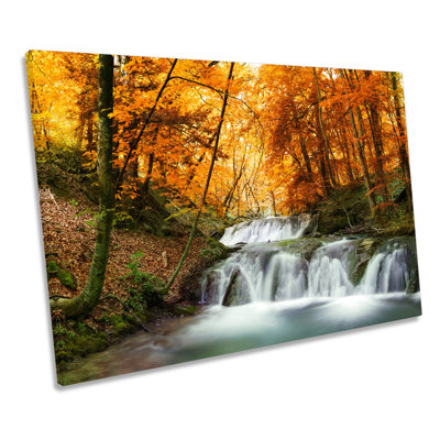 Woodland Forest River Landscape - Wrapped Canvas Art Prints