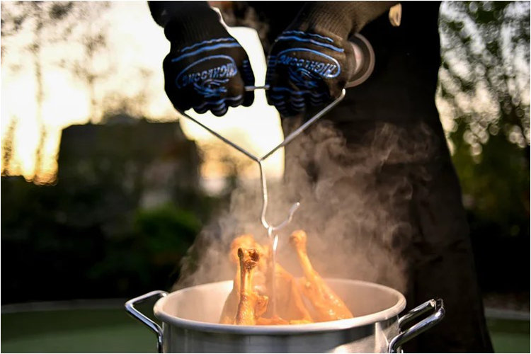 turkey being deep fried