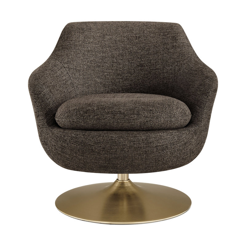 Fauteuil d'appoint pivotant en chenille Quimby Melange, Espresso Chenille