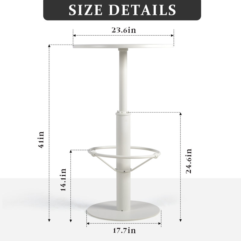 Table d'extérieur ronde 23,6 po Iftikhar, Blanc