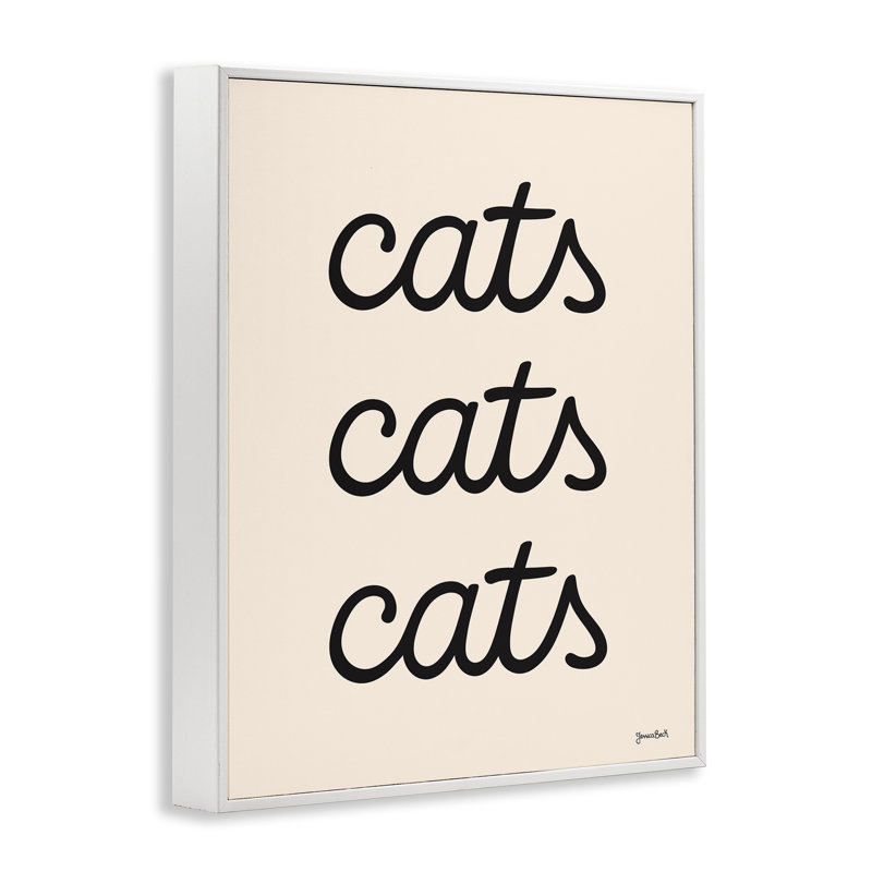 «Cats Repeating Script» par Jessica Beck, Estampe numérique encadrée blanc bord de mer, H 30 po x l 24 po
