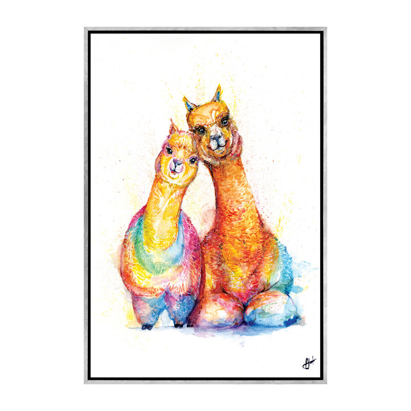 Décoration murale Packa 'Alpaca Kids, H 60 po x l 40po x P 1,5 po, Toile avec cadre argenté