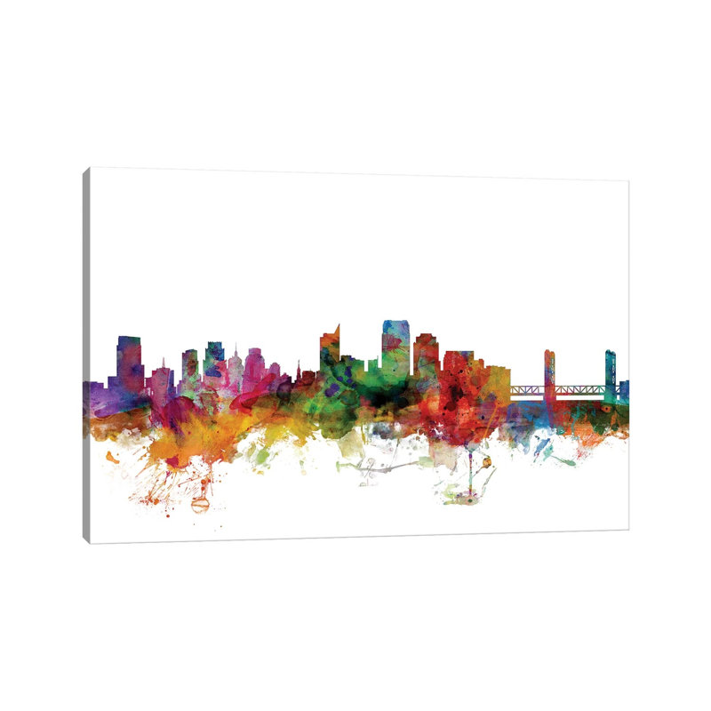 Sacramento, California Skyline by Michael Tompsett - 1 Piece Wrapped Canvas Wall Art, 66.04 cm H x 45.72 cm W x 3.175 cm D