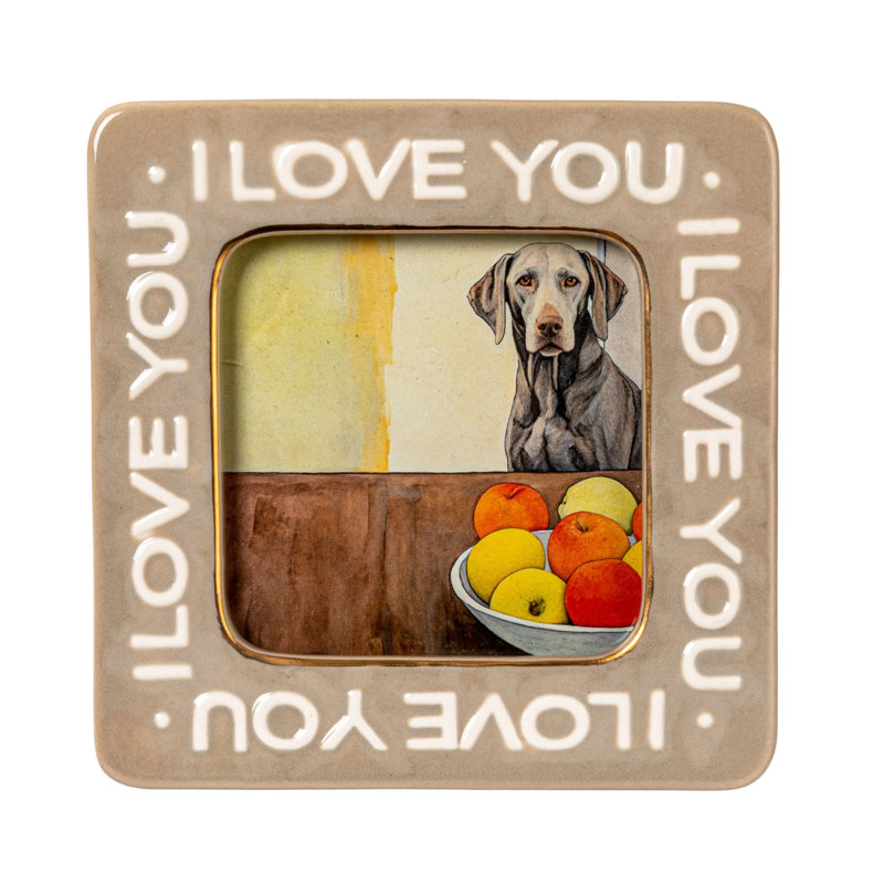 Cadre photo en grès "I Love You", beige
