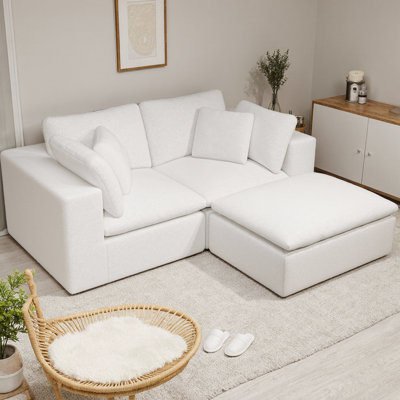 Canapé modulaire en L avec repose-pieds, canapé en velours côtelé moelleux sans assemblage, canapé compressé à 3 places pour le salon, l’appartement et la chambre à coucher