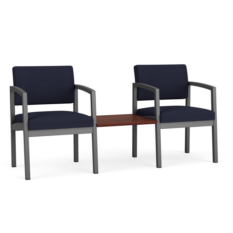 Structure tandem 2 places avec table centrale en acier Lenox, Gris anthracite / cerise Canyon, Cerise Canyon
