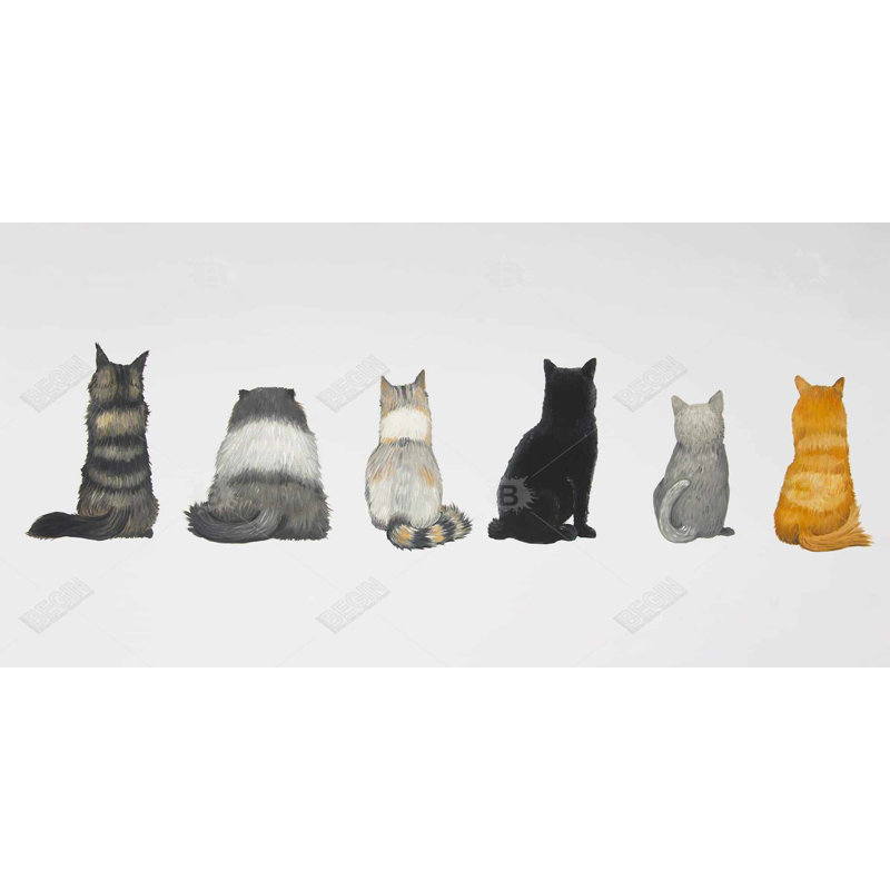 Six cats lined up back view - 15.75"x31.50" Desk mat