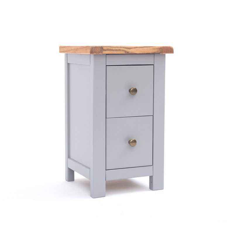 Aubusson 35cm W Bedside Table, Grey, Antique Brass