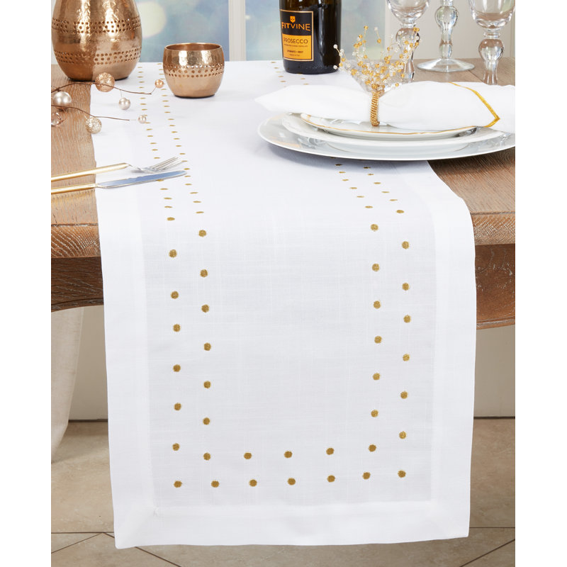 Cheerful Polka Dot Table Runner, Gold