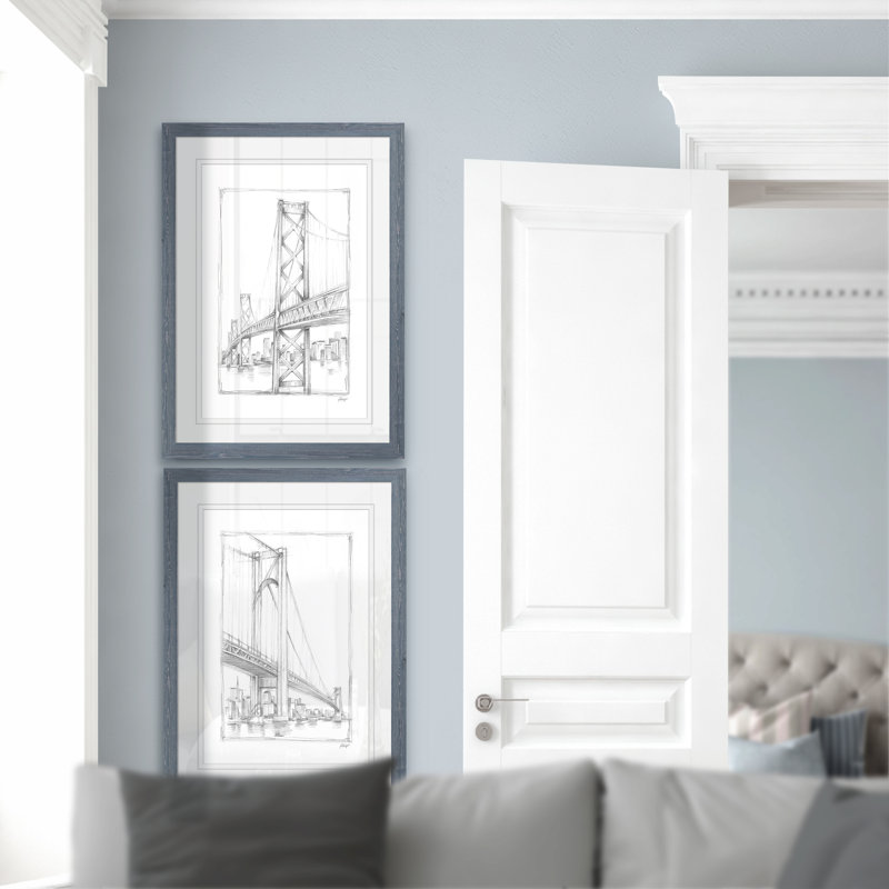 Suspension Bridge Study I par Vincent Van Gogh - Ensemble de 2 reproductions d'art sur toile, H 24 po x l 36 po x P 1,25 po