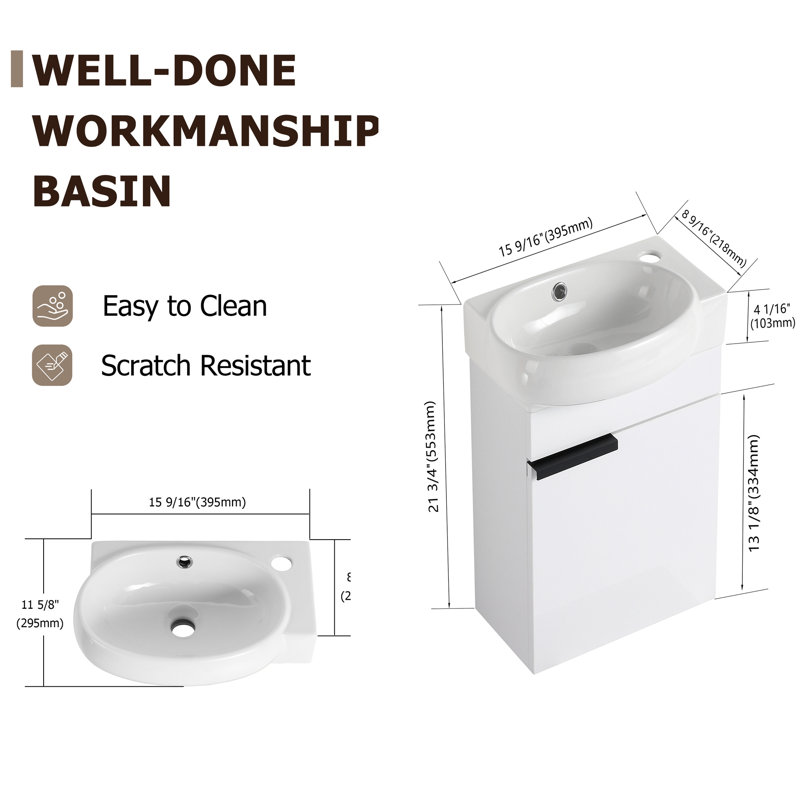 Jerissa 16.75'' Single Bathroom Vanity with Ceramic Top