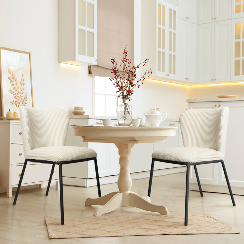 18.8'' H Tufted Fabric Upholstered Metal Side Chair, Beige