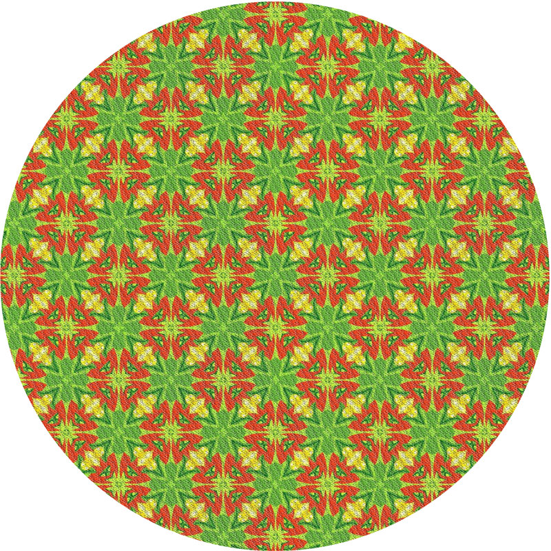 Tapis vert/rouge à motifs Wodonga, Rond 7 pi