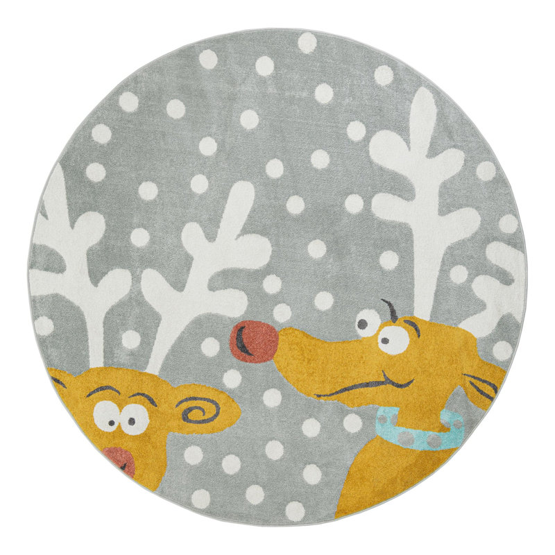 Tapis pour enfant Unique Loom Reindeers Whimsy, Rond 7 pi 10 po