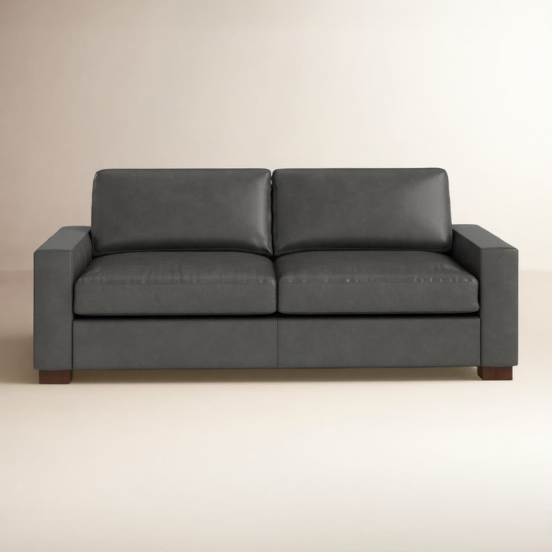 Jonie 91" Genuine Leather Sofa, Revelation Steel Top Grain Genuine Leather