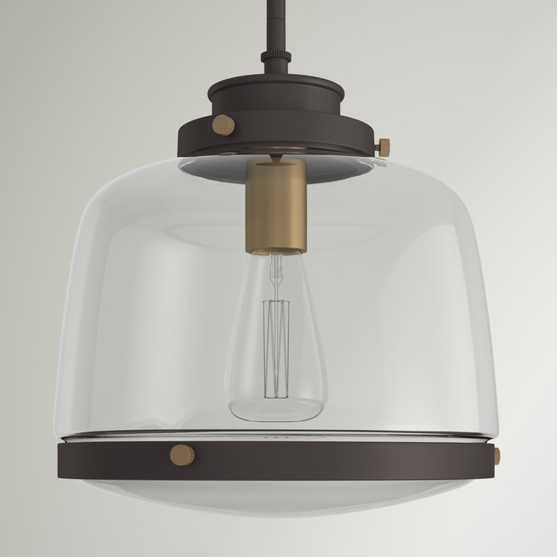 Luminaire suspendu simple à 1 lumière Lupe, Bronze antique