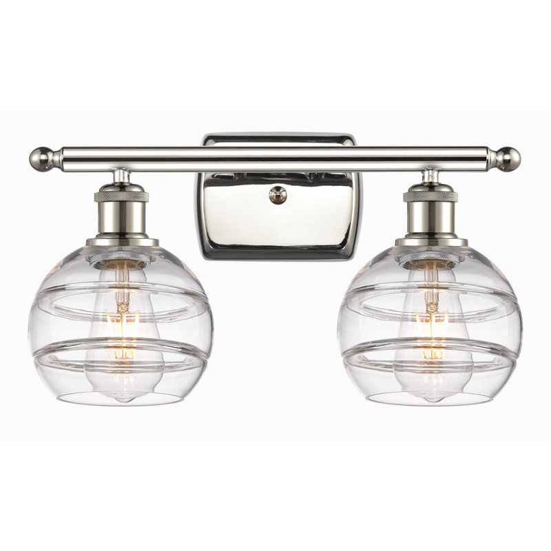 Éclairage pour meuble-lavabo à 2 lumières à intensité variable Natick, Transparent, Nickel poli
