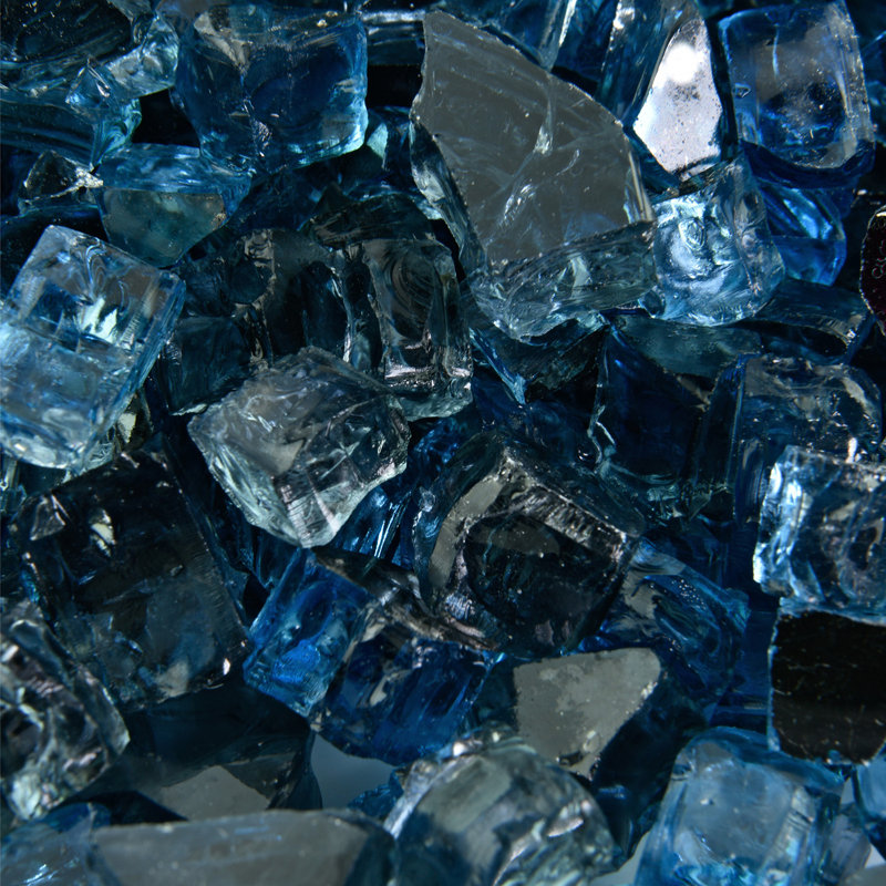 10 Lb. Original Fire Glass Fire Glass, 0.5", Kenai Blue Reflective
