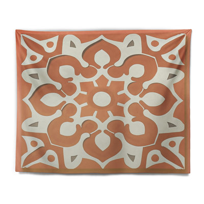 Moroccoan Tiles In Earth Tones IV Polyester Tapestry