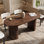 Table de salle à manger 71 "ovale avec base Tambour