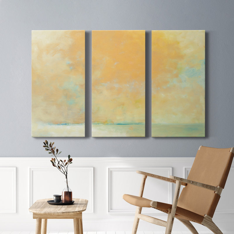 Tangerine - peinture sur toile tendue 3 pièces, H 60 po x l 120 po x P 1 po