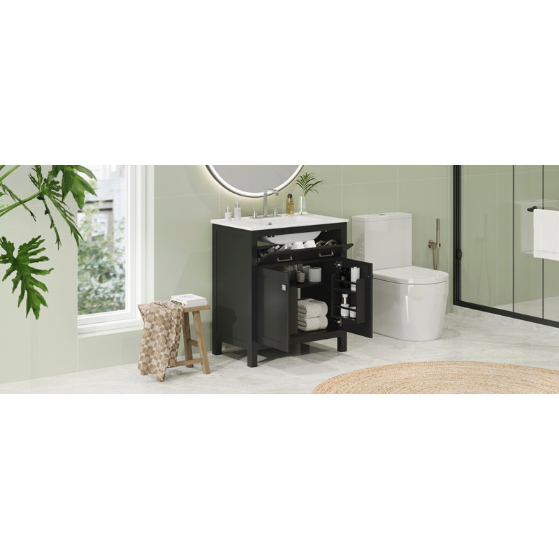 30'' Bathroom Vanity with Ceramic Sink, Black