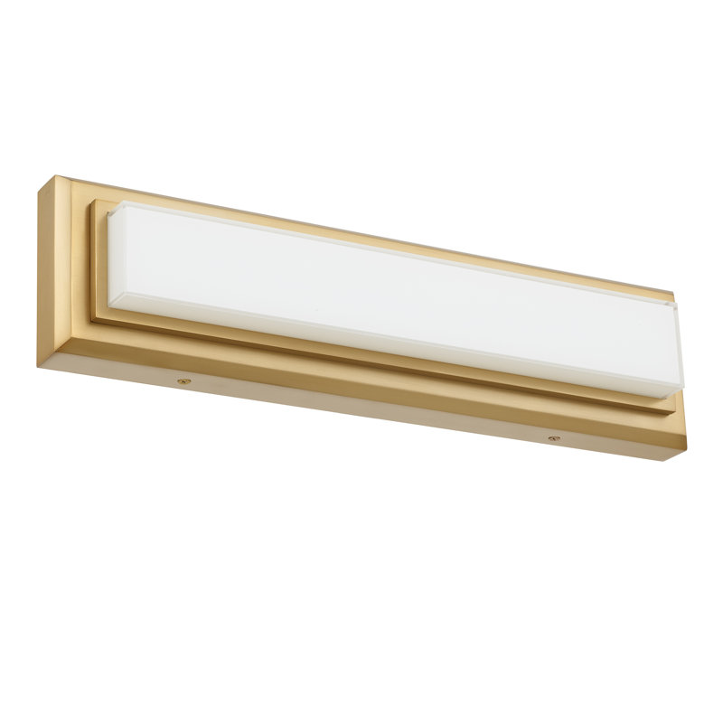 Barre d'éclairage de salle de bain intégrée 18 po à DEL, H 3,8 po x l 18 po x P 2 po, Laiton antique, 10 W