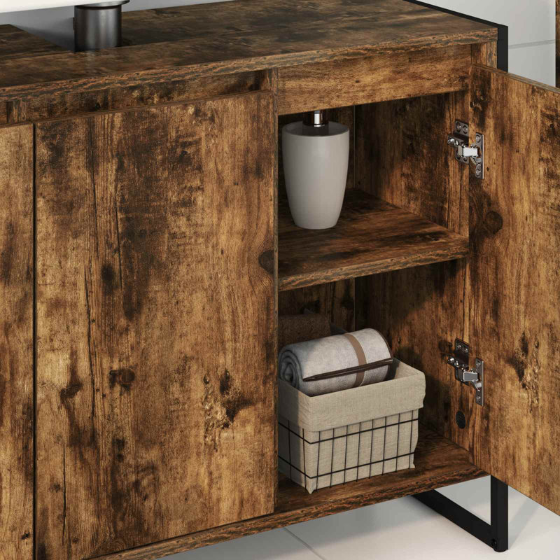 Freestanding Under Sink Cabinet, Smoke Oak