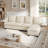 122" Waterproof Chenille L-Shape Sofa With Collapsible Table, 4-Seat Sectional Upholstered Couch With Ottomans For Living Room, Apartment-661133124