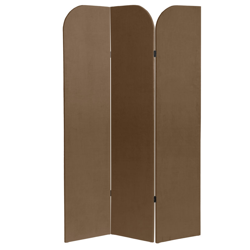 Cloison pliante en velours 3 panneaux Wayt, Brun