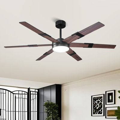  Vaczon 60" Smart Dimmable Ceiling Fan with 3CCT LED Lights, Remote and APP Control, 6-Speed Reversible DC Motor, Timer, Double-Sided Wood Blades, 6"/10" Downrods