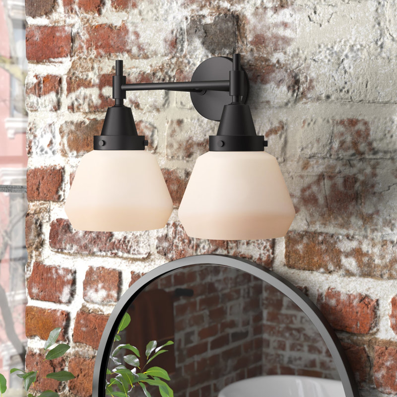 Éclairage pour meuble-lavabo à 2 lumières à intensité variable Gayle, Noir mat, Plaqué couleur fumée