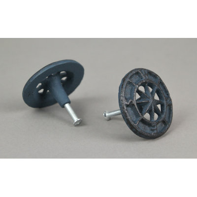 Set of 12 Light Blue Cast Iron Compass Rose Drawer Pulls Cabinet Hardware Knobs